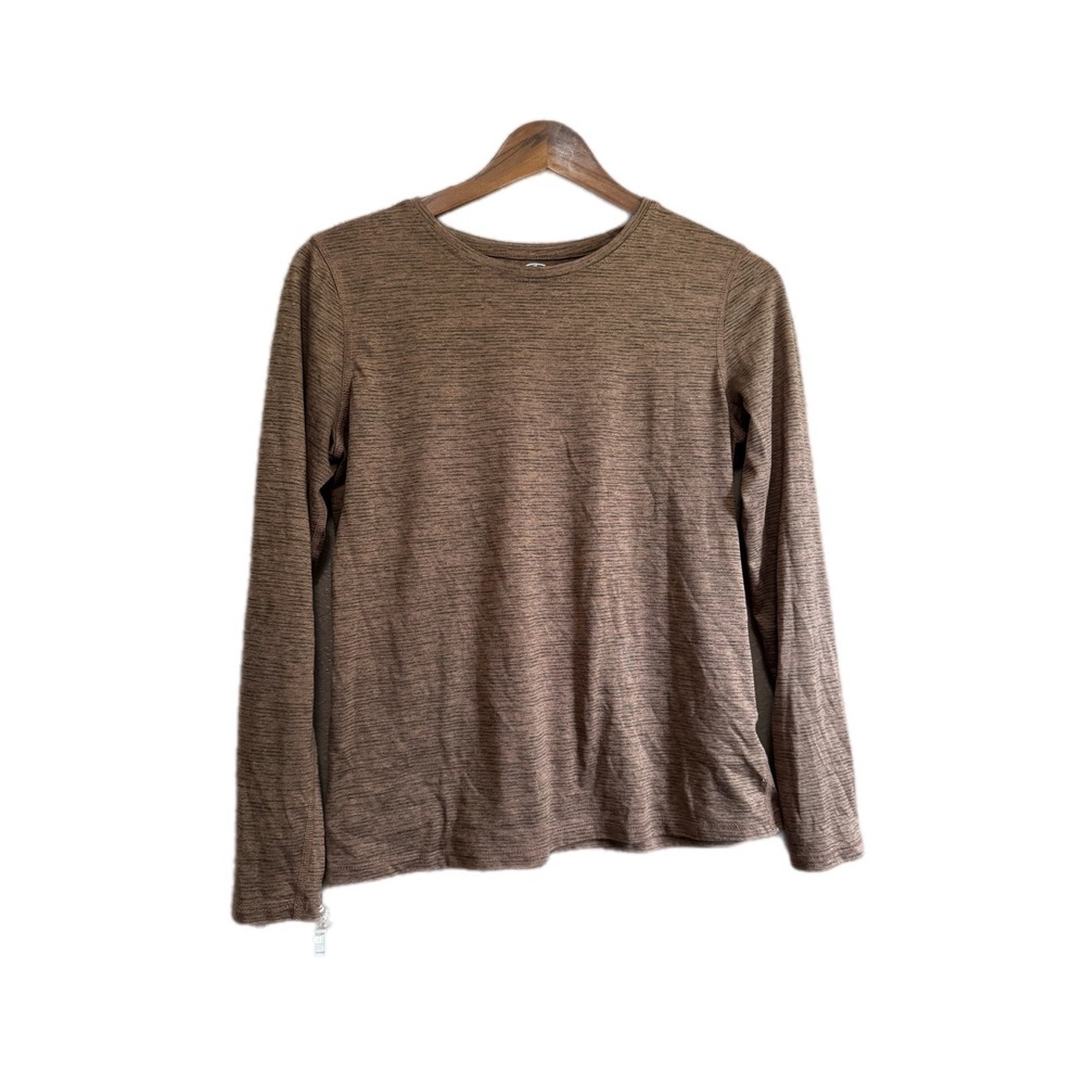 Athletic Works Long Sleeve Top Womens S Brown Excellent Heathered Space Dye